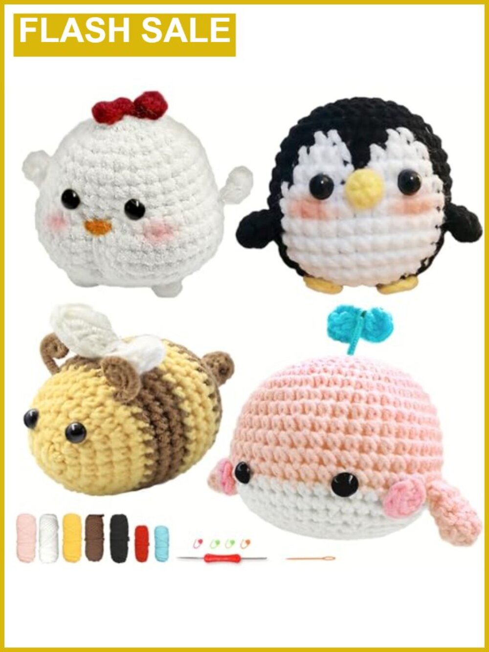 Crochet Kit for Beginners 4 Animal Amigurumi Projects with Hooks Tools Video